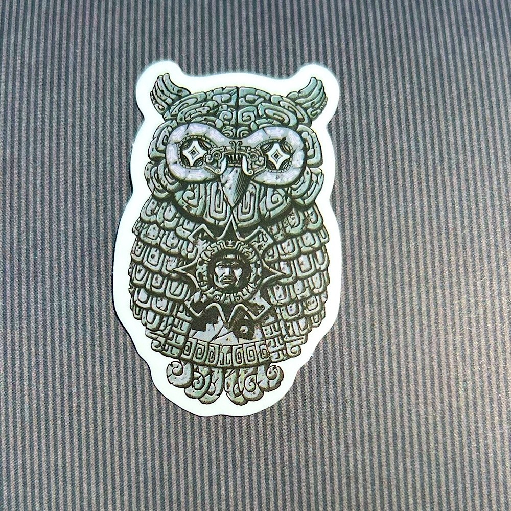 Owl Tribal Aztec Inca Maya Masculine Warrior Art Single Sticker